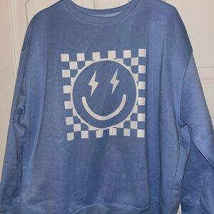 Cartoon face print shoulder sweatshirt